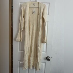 a new day Cream Ribbed Open-Front Long Cardigan